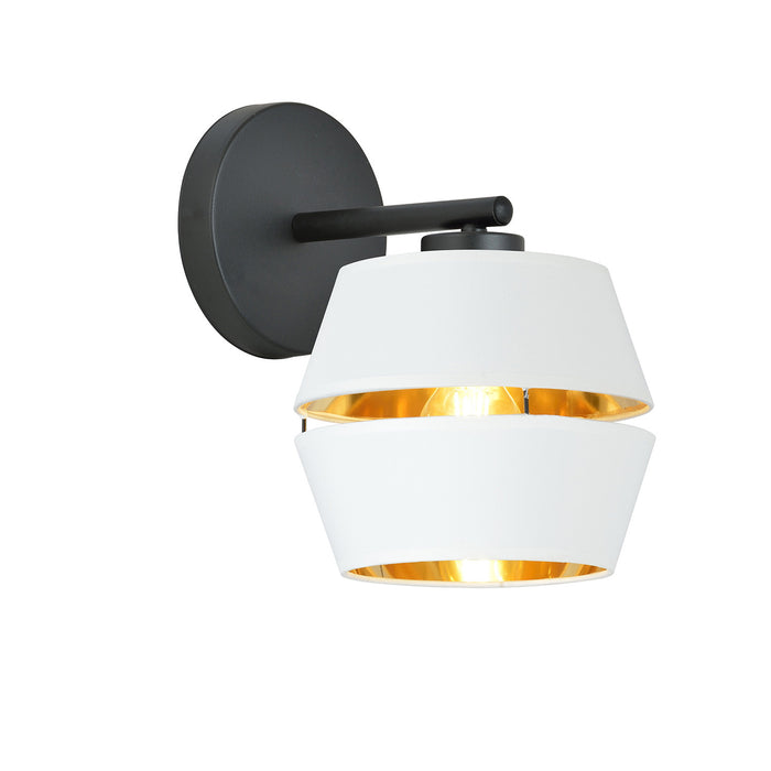 Applique Contemporanea 1 Luce Bellerofonte In Metallo Bianco E Oro