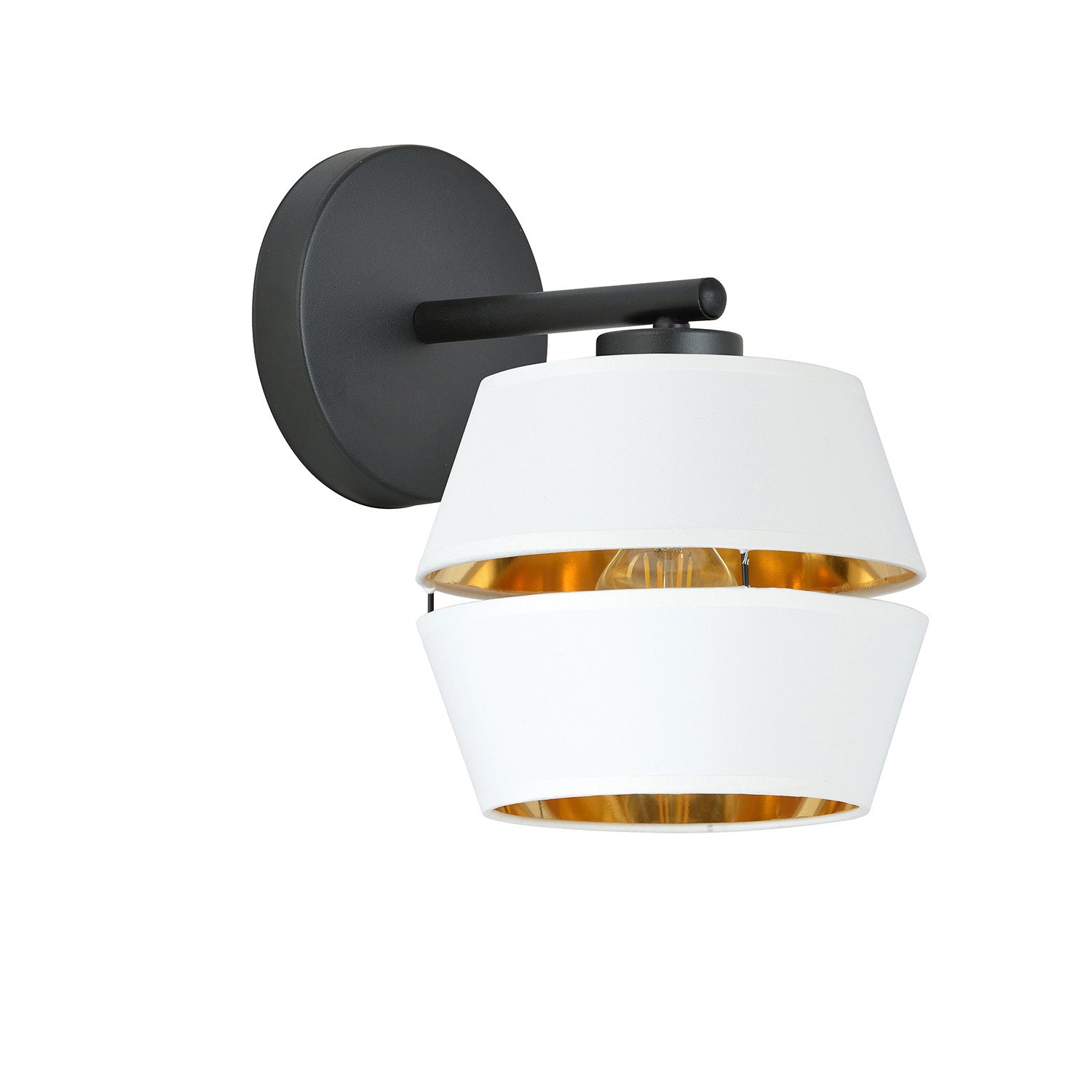 Applique Contemporanea 1 Luce Bellerofonte In Metallo Bianco E Oro