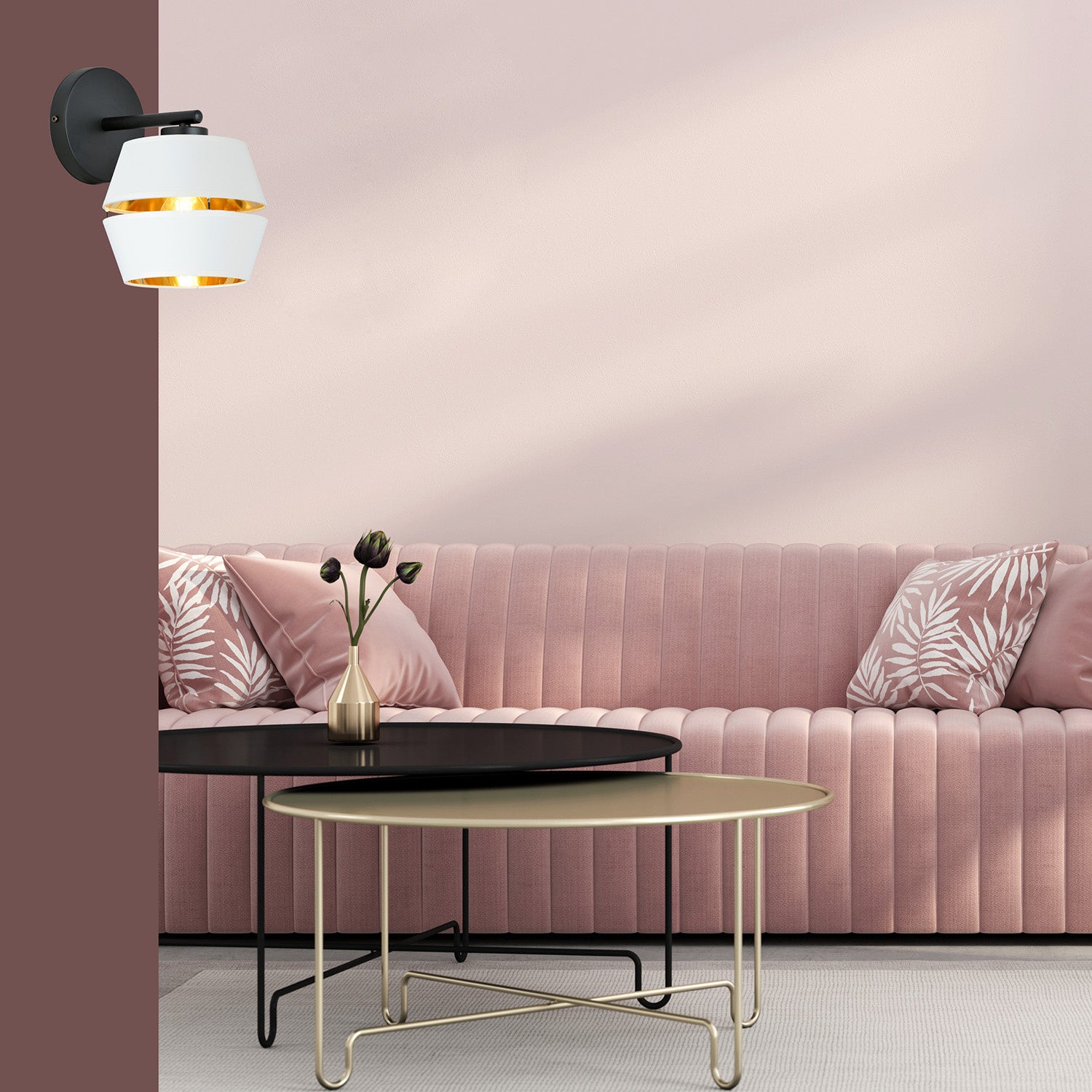 Applique Contemporanea 1 Luce Bellerofonte In Metallo Bianco E Oro