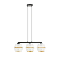 Sospensione Contemporanea 3 Luci Enea In Metallo Bianco E Oro