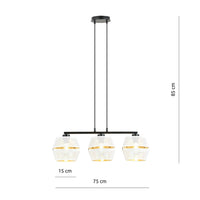 Sospensione Contemporanea 3 Luci Enea In Metallo Bianco E Oro