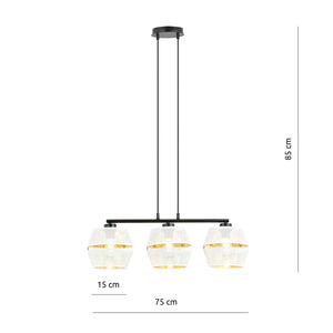 Sospensione Contemporanea 3 Luci Enea In Metallo Bianco E Oro