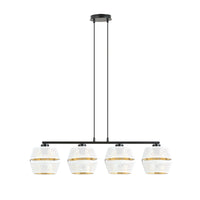 Sospensione Contemporanea 4 Luci Enea In Metallo Bianco E Oro