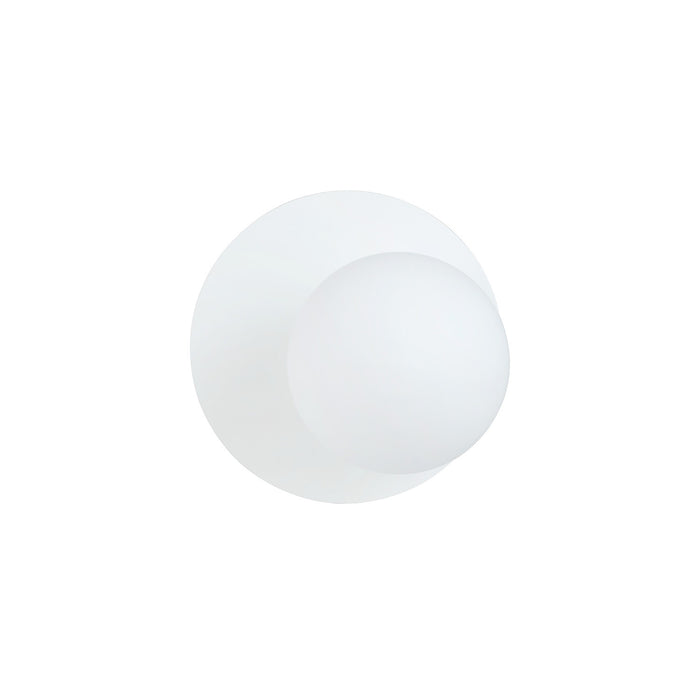 Lampada Da Parete Contemporanea Ippolita 1 Luce In Acciaio Bianco E Vetro Opalino