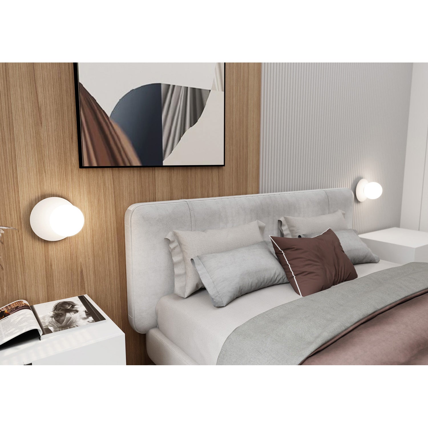 Lampada Da Parete Contemporanea Ippolita 1 Luce In Acciaio Bianco E Vetro Opalino