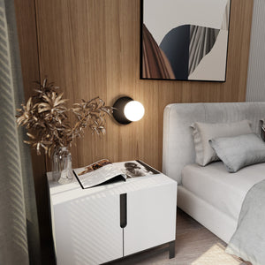 Lampada Da Parete Contemporanea Ippolita 1 Luce In Acciaio Nero E Vetro Opalino