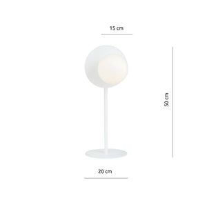 Lampada Da Tavolo Contemporanea Ippolita 1 Luce In Acciaio Bianco E Vetro Opalino