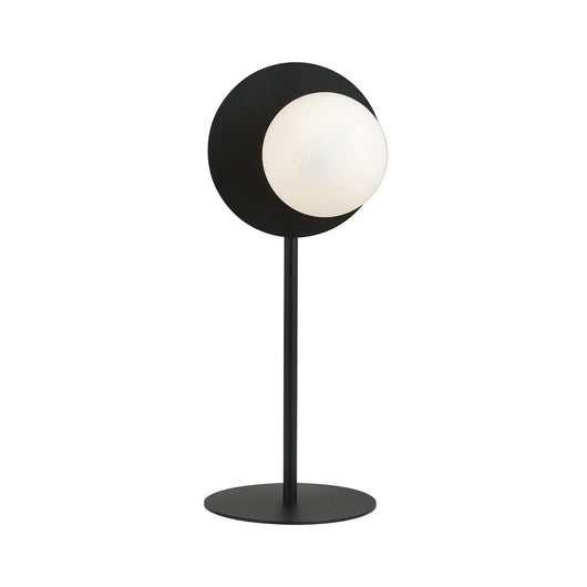 Lampada Da Tavolo Contemporanea Ippolita 1 Luce In Acciaio Nero E Vetro Opalino