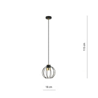 Sospensione Minimal Orfeo 1 Luce In Acciaio Nero A Gabbia Con Oro