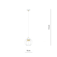 Sospensione Minimal Orfeo 1 Luce In Acciaio Bianco A Gabbia Con Oro