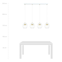 Sospensione Minimal Orfeo 4 Luci In Acciaio Bianco A Paralumi Gabbia Con Oro