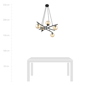 Lampadario Moderno Cadmo Acciaio Nero 5 Luci E14 Ip20