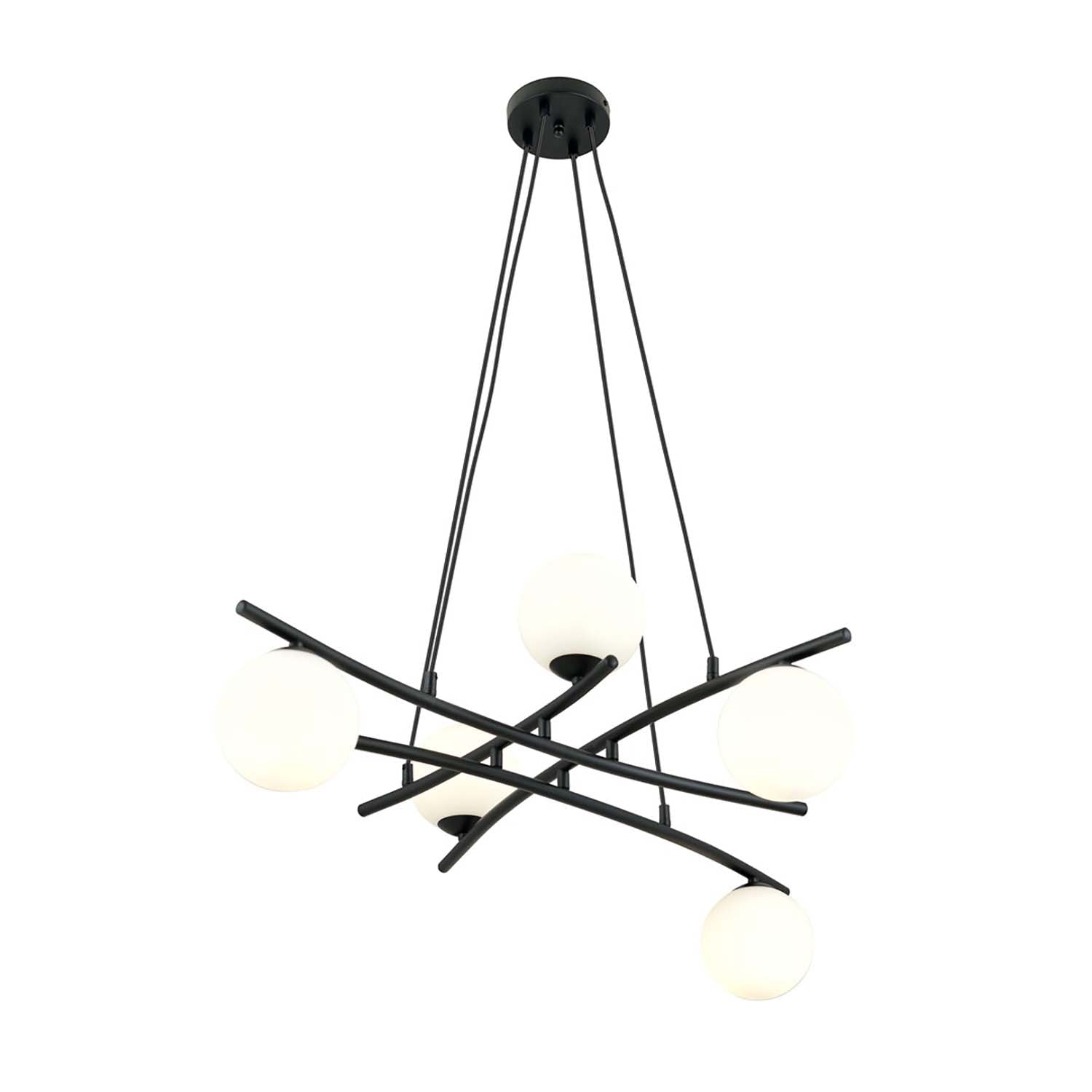 Lampadario Moderno Cadmo Acciaio Nero Bianco 5 Luci E14 Ip20