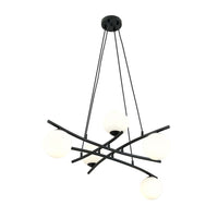 Lampadario Moderno Cadmo Acciaio Nero Bianco 5 Luci E14 Ip20