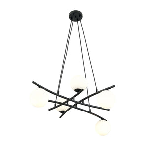 Lampadario Moderno Cadmo Acciaio Nero Bianco 5 Luci E14 Ip20