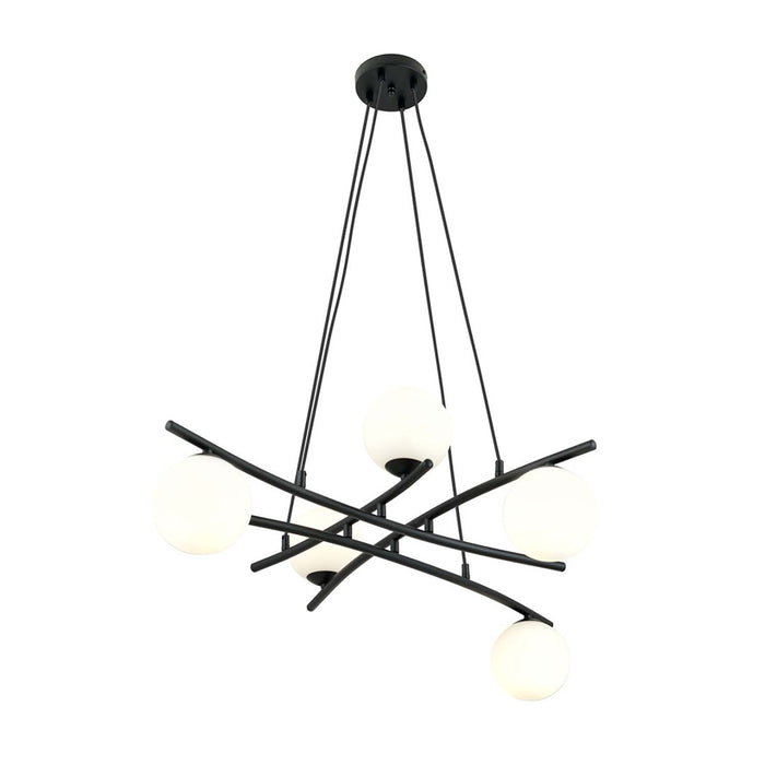 Lampadario Moderno Cadmo Acciaio Nero Bianco 5 Luci E14 Ip20