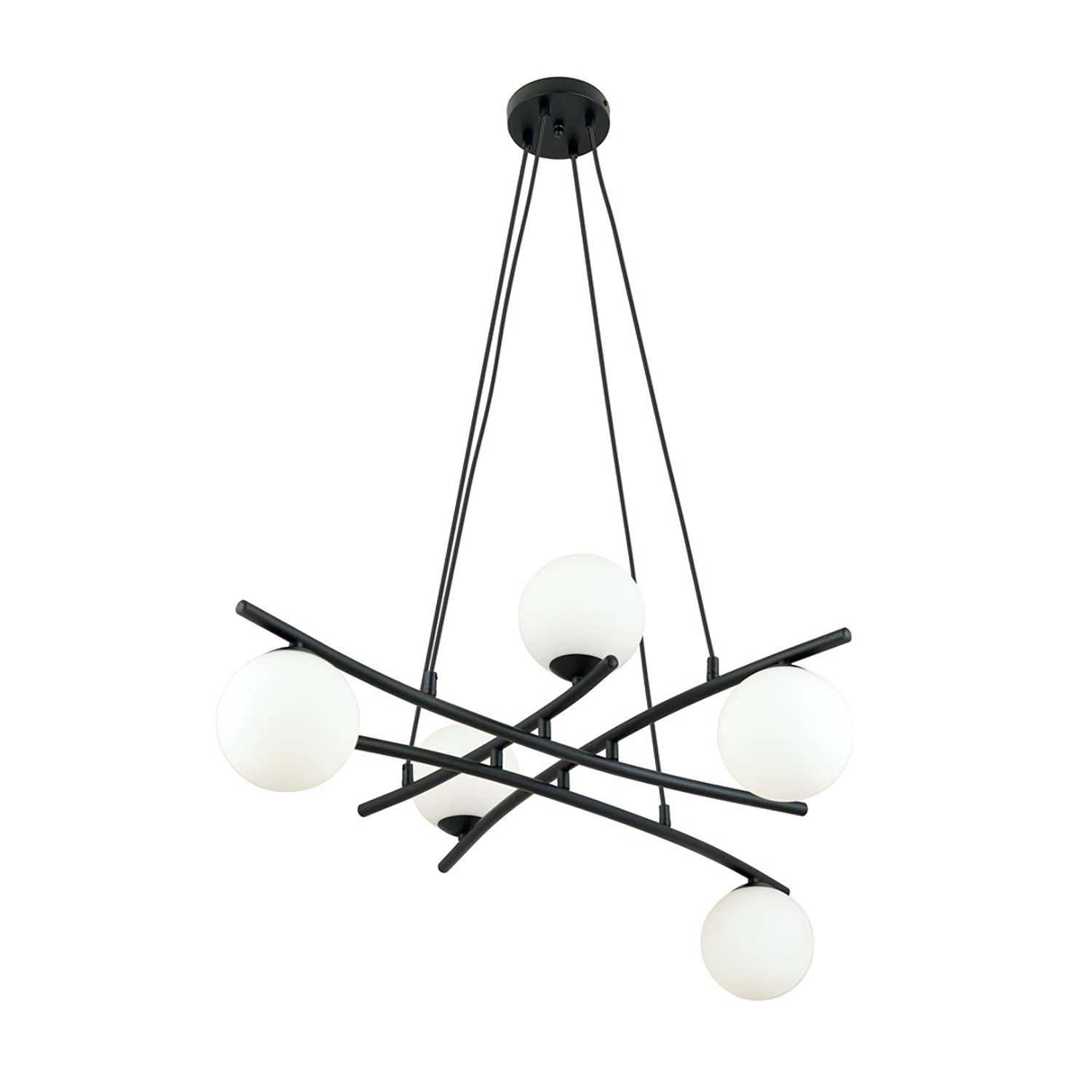Lampadario Moderno Cadmo Acciaio Nero Bianco 5 Luci E14 Ip20