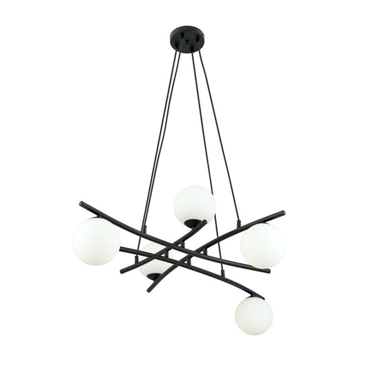 Lampadario Moderno Cadmo Acciaio Nero Bianco 5 Luci E14 Ip20