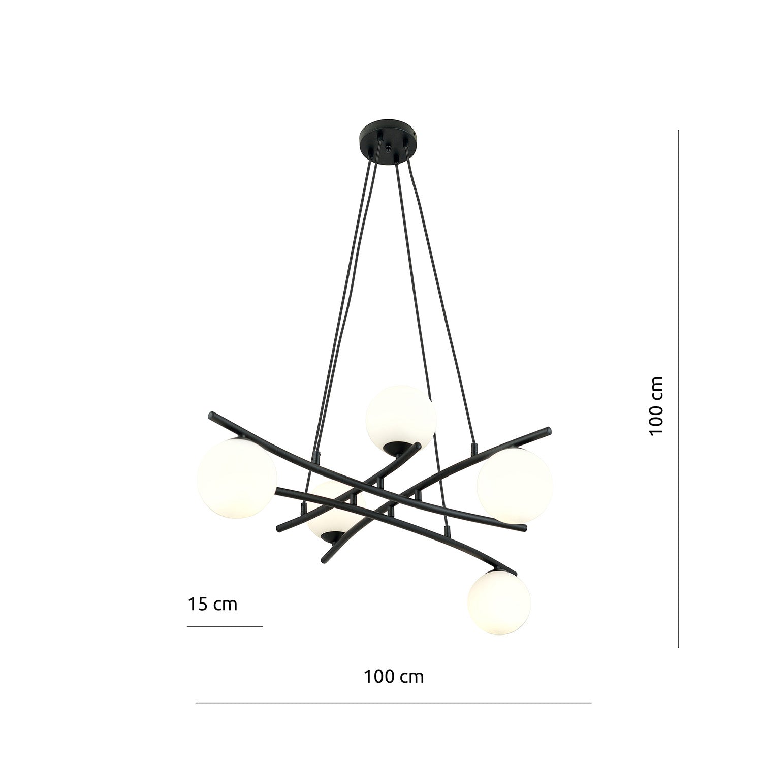 Lampadario Moderno Cadmo Acciaio Nero Bianco 5 Luci E14 Ip20