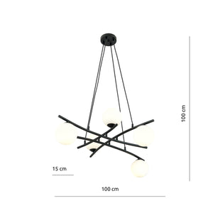 Lampadario Moderno Cadmo Acciaio Nero Bianco 5 Luci E14 Ip20