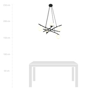 Lampadario Moderno Cadmo Acciaio Nero Bianco 5 Luci E14 Ip20