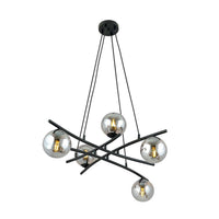 Lampadario Moderno Cadmo Acciaio Nero Grigio 5 Luci E14 Ip20