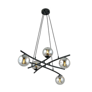 Lampadario Moderno Cadmo Acciaio Nero Grigio 5 Luci E14 Ip20