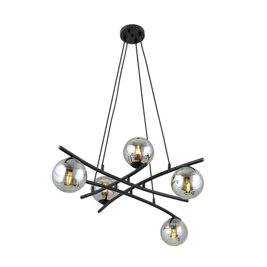 Lampadario Moderno Cadmo Acciaio Nero Grigio 5 Luci E14 Ip20