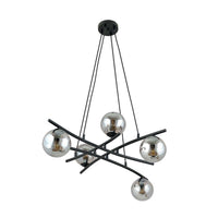 Lampadario Moderno Cadmo Acciaio Nero Grigio 5 Luci E14 Ip20