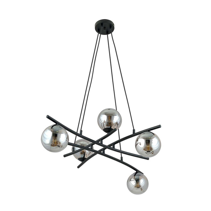 Lampadario Moderno Cadmo Acciaio Nero Grigio 5 Luci E14 Ip20