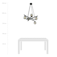 Lampadario Moderno Cadmo Acciaio Nero Grigio 5 Luci E14 Ip20