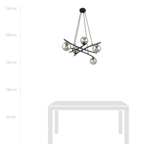 Lampadario Moderno Cadmo Acciaio Nero Grigio 5 Luci E14 Ip20