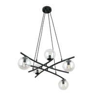 Lampadario Moderno Cadmo Acciaio Nero Trasarente 5 Luci E14 Ip20