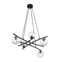 Lampadario Moderno Cadmo Acciaio Nero Trasarente 5 Luci E14 Ip20