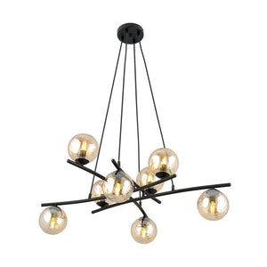 Lampadario Moderno Cadmo Acciaio Nero 8 Luci E14 Ip20