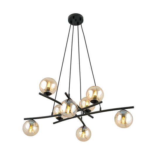 Lampadario Moderno Cadmo Acciaio Nero 8 Luci E14 Ip20