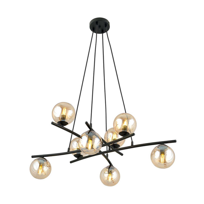 Lampadario Moderno Cadmo Acciaio Nero 8 Luci E14 Ip20