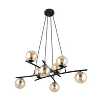 Lampadario Moderno Cadmo Acciaio Nero 8 Luci E14 Ip20