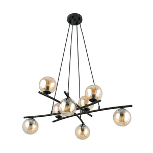 Lampadario Moderno Cadmo Acciaio Nero 8 Luci E14 Ip20