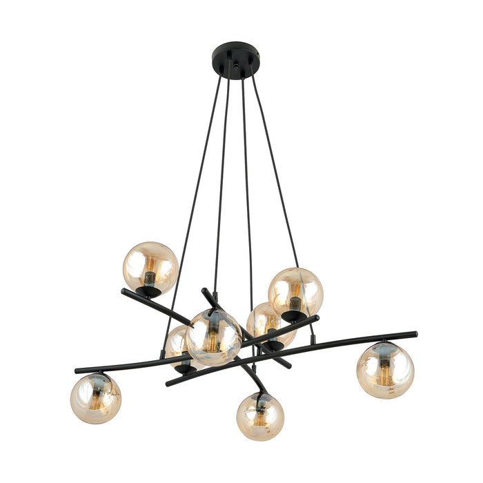 Lampadario Moderno Cadmo Acciaio Nero 8 Luci E14 Ip20