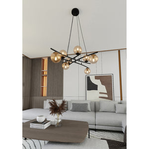 Lampadario Moderno Cadmo Acciaio Nero 8 Luci E14 Ip20