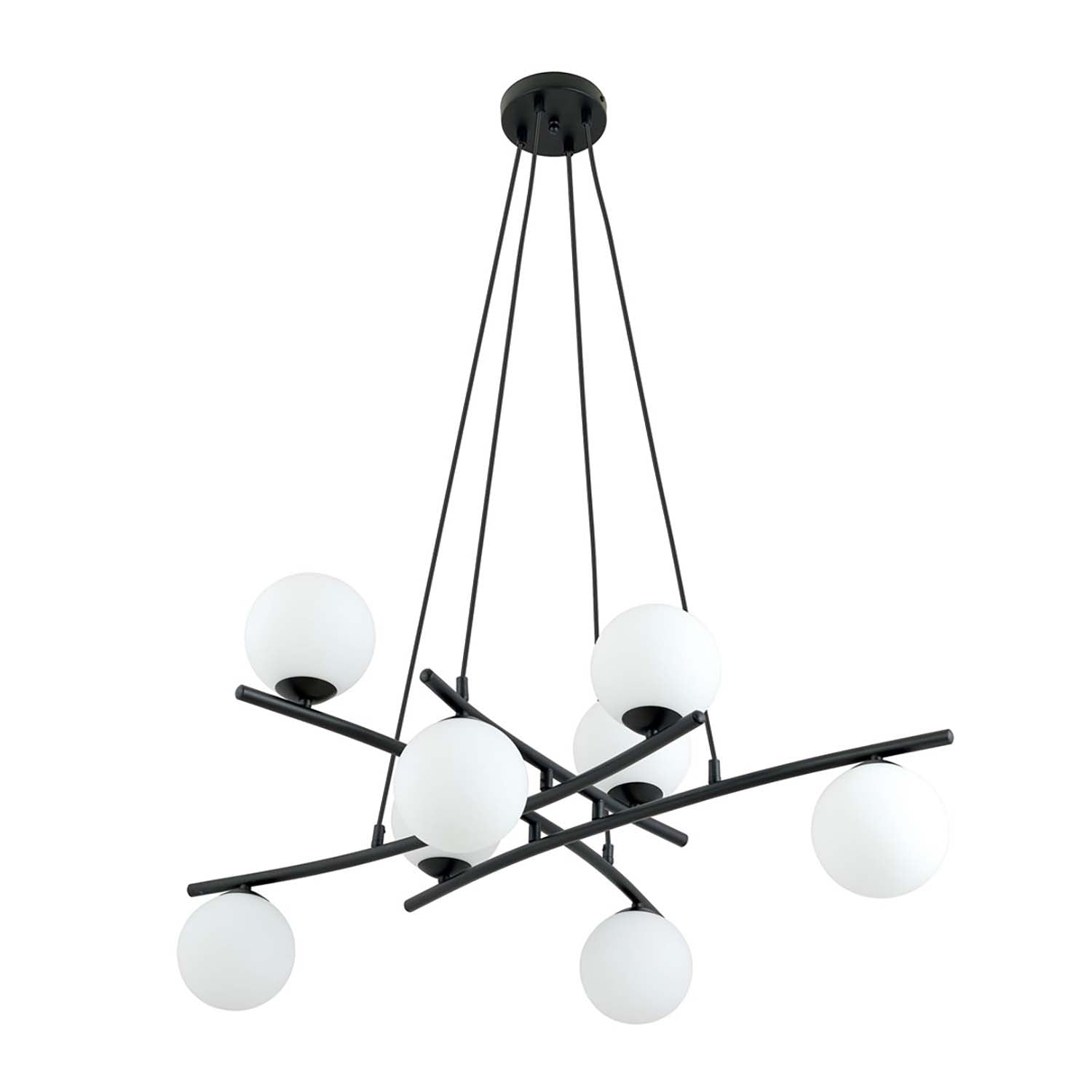 Lampadario Moderno Cadmo Acciaio Nero Bianco 8 Luci E14 Ip20