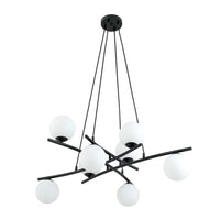 Lampadario Moderno Cadmo Acciaio Nero Bianco 8 Luci E14 Ip20