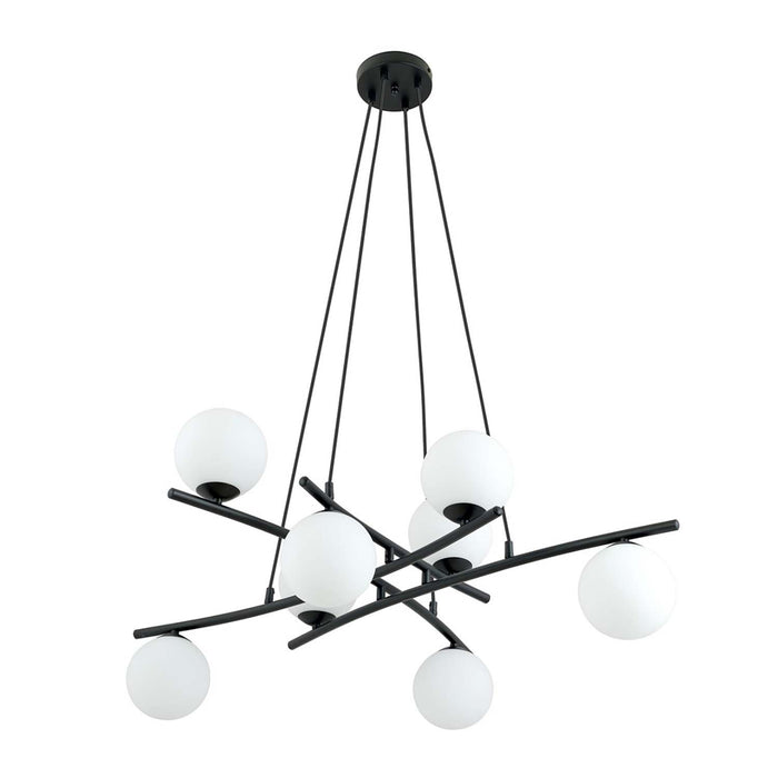 Lampadario Moderno Cadmo Acciaio Nero Bianco 8 Luci E14 Ip20