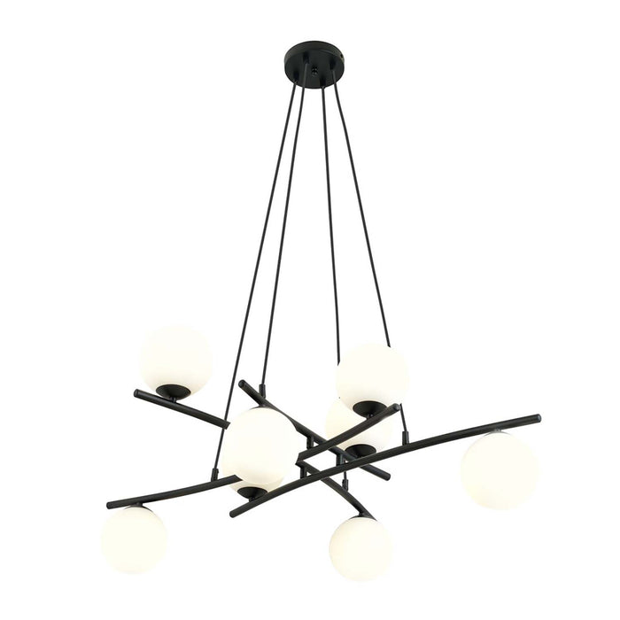 Lampadario Moderno Cadmo Acciaio Nero Bianco 8 Luci E14 Ip20