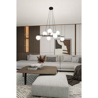 Lampadario Moderno Cadmo Acciaio Nero Bianco 8 Luci E14 Ip20