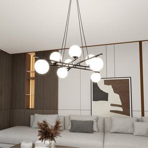 Lampadario Moderno Cadmo Acciaio Nero Bianco 8 Luci E14 Ip20