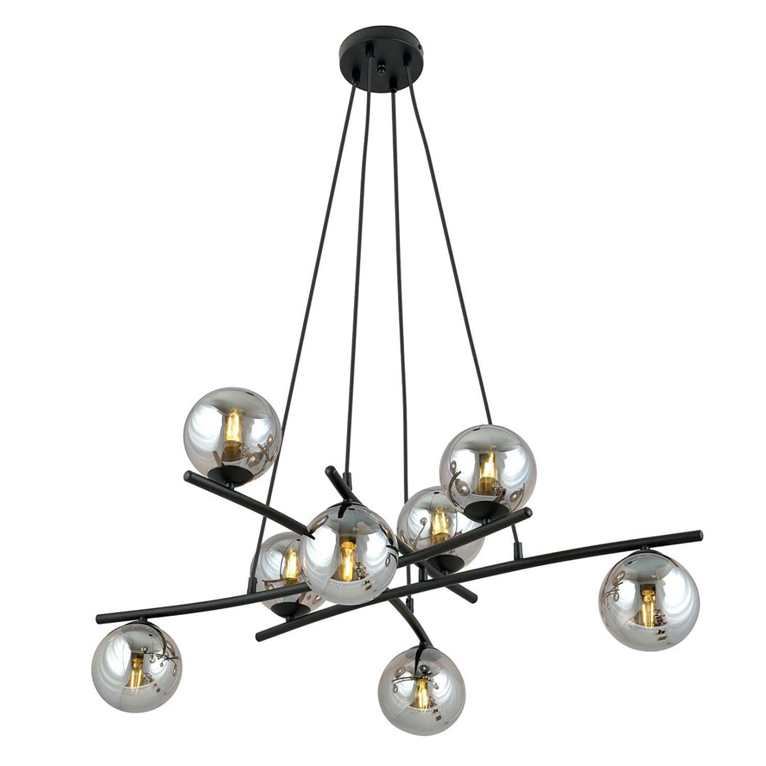Lampadario Moderno Cadmo Acciaio Nero Grigio 8 Luci E14 Ip20