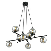 Lampadario Moderno Cadmo Acciaio Nero Grigio 8 Luci E14 Ip20