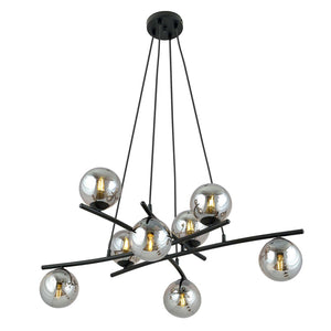 Lampadario Moderno Cadmo Acciaio Nero Grigio 8 Luci E14 Ip20